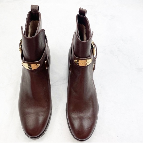 [Michael Kors] Classic Brown Leather Ankle Boots - Picture 6 of 7